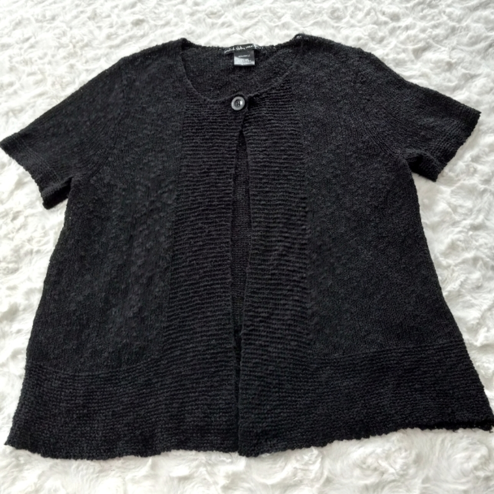 United States Sweaters - Short Sleeve Bouclé Knit Open Front Sweater